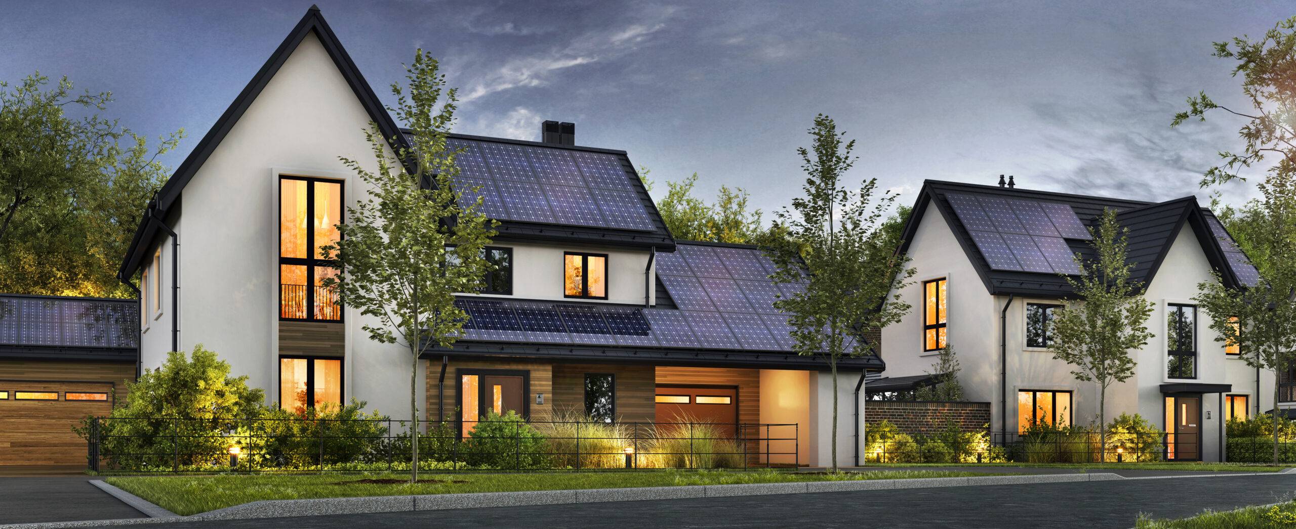 Privathaus professionell mit Photovoltaikanlage ausgestattet zur eigenen Stromverwendung, Beitragsbild Photovoltaik Anbieter und Speicher | GffD Gesellschaft für Bau und Energie mbH